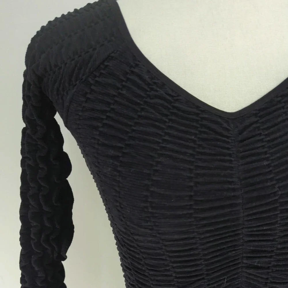 Anthropologie‎ Women's Smocked Black Baby Tee S/M